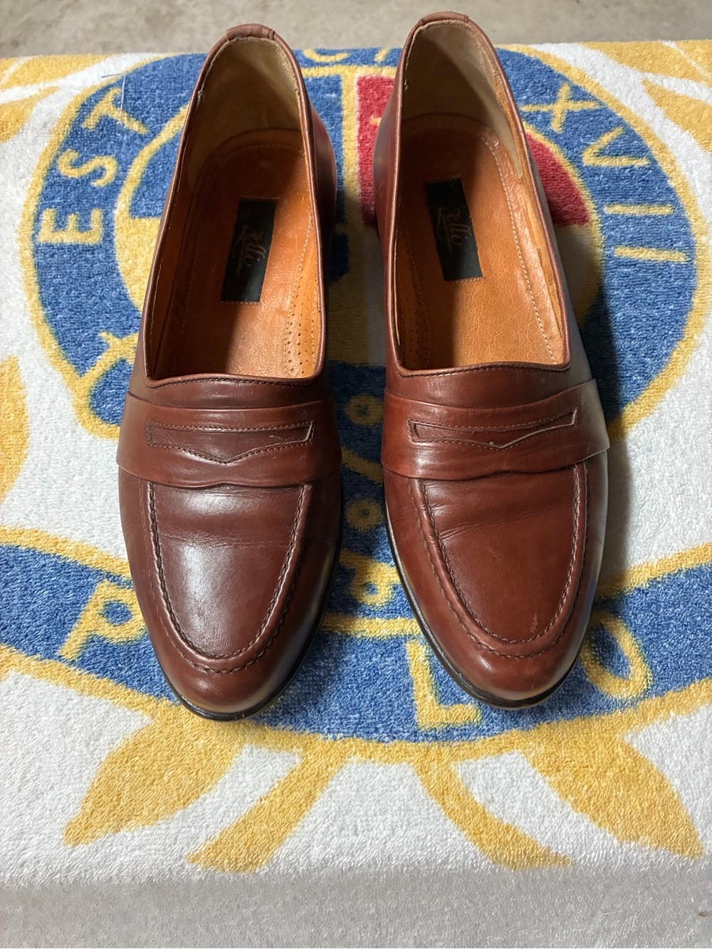 Mens Brown Leather Slip-On Loafers